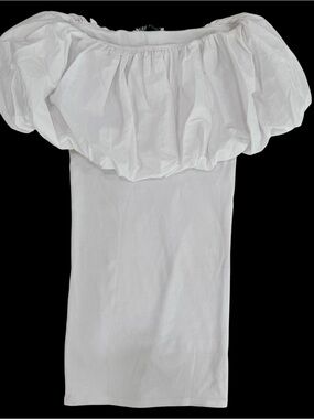 Zara White Off-Shoulder Ruffle Top